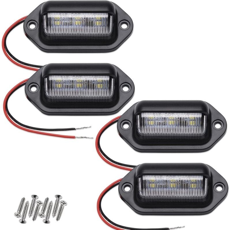 4 Stück weiße Xenon-LED-Kennzeichenleuchten, 12 v – 24 v dc, wasserdicht, 6 SMD-Design für LKWs, SUVs, Anhänger, Wohnmob...