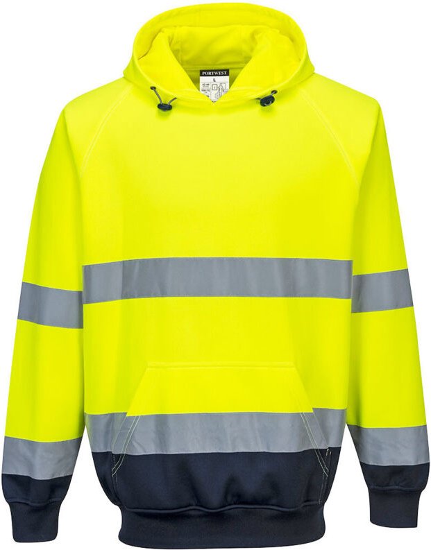 Kapuzensweatshirt zweifarbig Farbe: Gelb/marine Größe M - Portwest