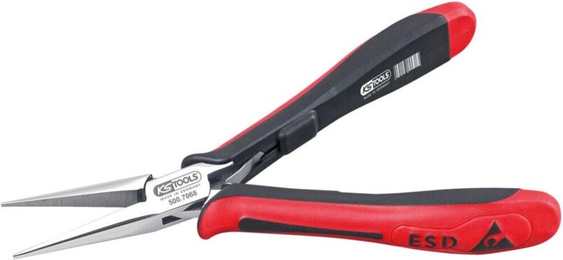 ESD-Zange mit halbrundem, langen Griff, 140 mm glatt