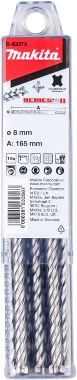 Makita HM Bohrer NEMESIS II Ø 8,0 mm, Länge 165 mm, SDS-plus, 10 Stk.