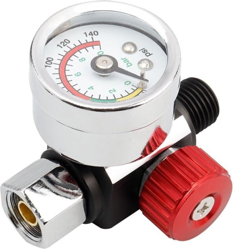 1/4"-Druckregler, pneumatischer Druckregler, Manometer für Spritzpistolen, pneumatisches Werkzeugzubehör, 0–10 bar (0–14...