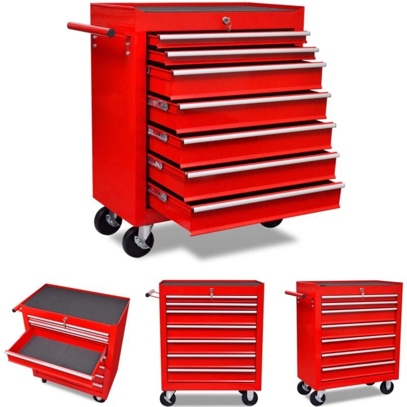 Roter Werkstattwagen 7 Schubladen - Rollwagen & Sackkarren
