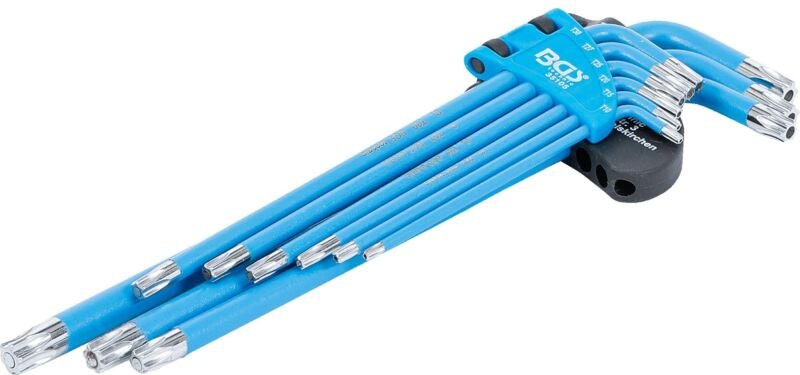 Bgs Technic - Winkelschlüssel-Satz T-Profil (für Torx) / T-Profil (für Torx) mit Bohrung T10 - T50 9-tlg.