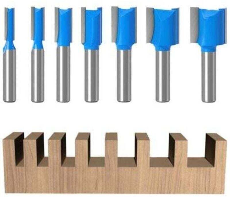 7-teiliges 8-mm-Schaft-Holzfräser-Set, gerade Fräser, Doppelnutfräser, Kopierfräser, für die Holzbearbeitung (7)