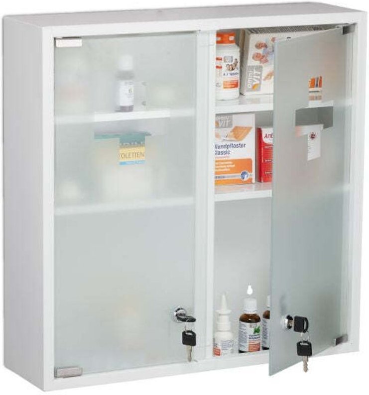 Northix - Abschliebarer medikamentenschrank mit doppelturen 883066