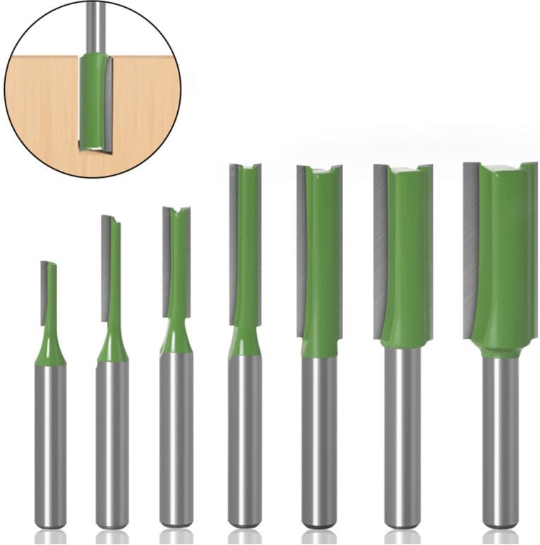 7 Stück gerade Fräser mit 6-mm-Schaft, gerader Fräser für Holz, Hartmetall-Holzbearbeitungswerkzeug, einschneidig gerade...