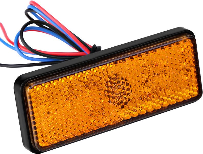 Akozon Bremsleuchte Roller Moped Rechteckige Universal-LED-Reflektor-Bremsleuchte (Gelb).