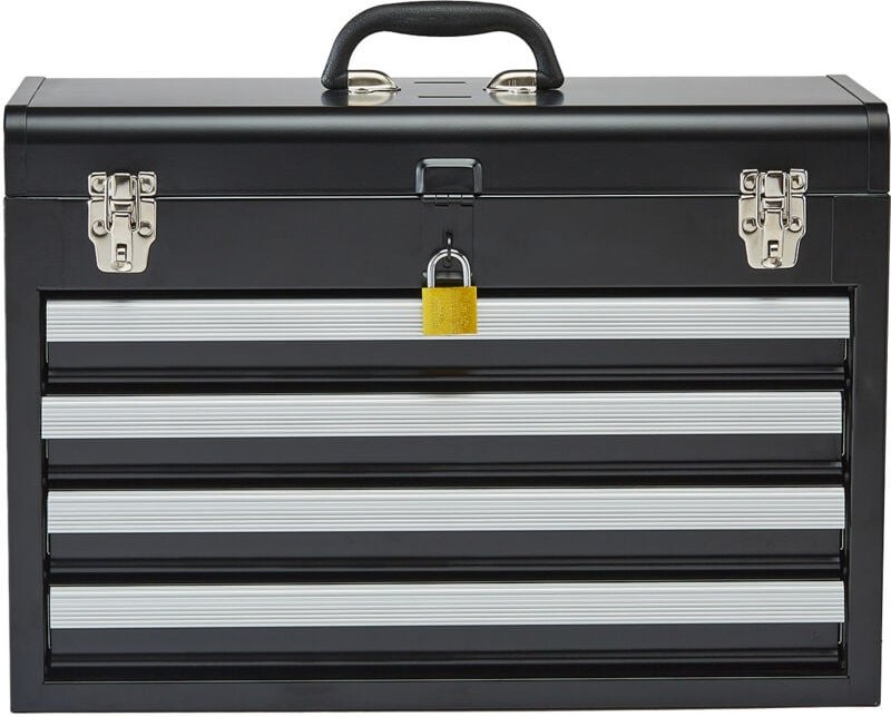 Werkzeugkasten aus Metall – 52,1 cm, tragbar, mit 4 Schubladen, EVA-Innenmaterial, Kugellagerauszug, Verriegelung, Pulve...