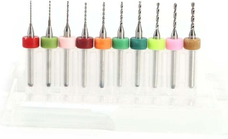 Thumbnail - Set mit 10 Mini-Hartmetallbohrern, 0,6 bis 1,5 mm, für CNC-Leiterplatten