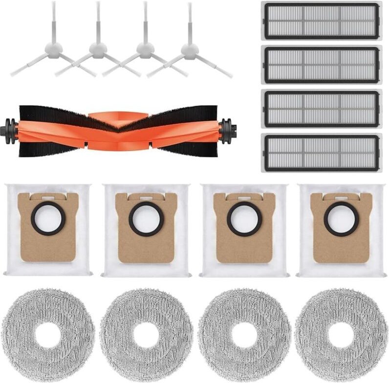 Zubehör für Xiaomi Robot Vacuum X10+,X20+ Saugroboter,1 Hauptbürste 4 Staubbeutel 4 Wischtücher 4 Seitenbürsten 4 Filter