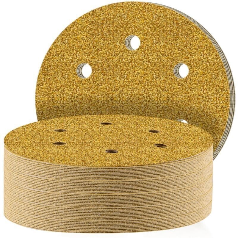 150 mm Schleifscheiben, 40 Stück Schleifscheiben Schleifgerät Runde Schleifpads 6 Löcher 60er Körnung zum Schleifen Poli...