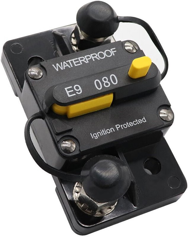 Doppelter Batterie-Trennschalter mit manueller Rückstellung, wasserdichte IP67-Sicherung, 12 V/24 V, 80 A