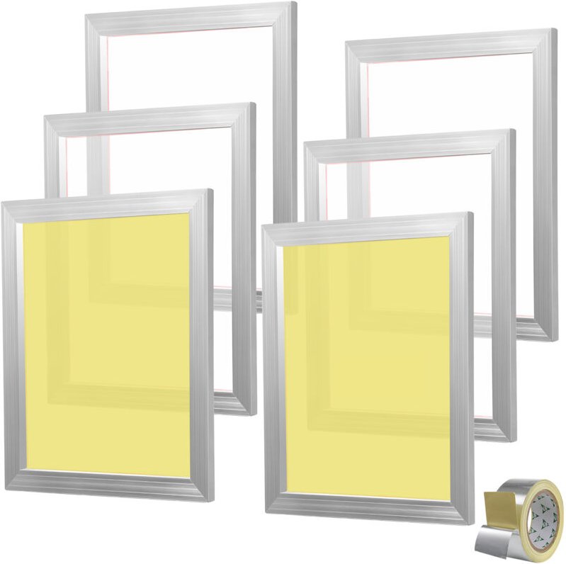 Mophorn Siebdruckset, 110er Maschenweite, hochfestes Nylongewebe und Dichtungsband, 6 Aluminiumrahmen 16x20 Zoll für DIY...