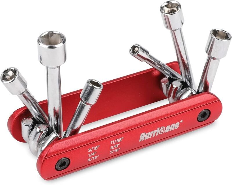 6-in-1-SAE-Klapp-Steckschlüsselsatz, Sechskant-Steckschlüsselsatz, Schaft aus Chrom-Vanadium-Stahl. Hochwertiger, tragba...