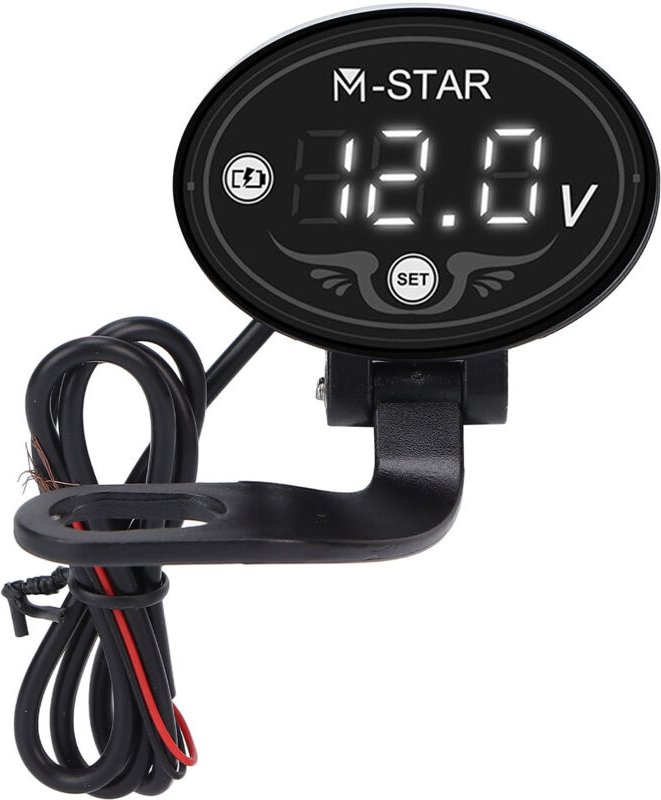 Dilwe Motorrad-LED-Voltmeter, digitales Spannungsmessgerät aus ABS-Material, wasserdichtes Design für Spannungsmessung, ...