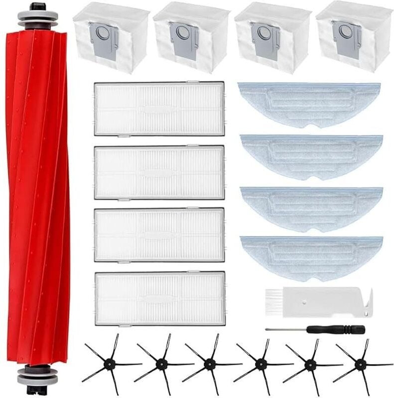 Vorderachs-Zubehörset für Roborock S7 S7+ S7 Plus S7 laxV S7 Pro S7 laxy Ultra/ g10s Pro, 1 Hauptbürste, 4 Reinigungstüc...