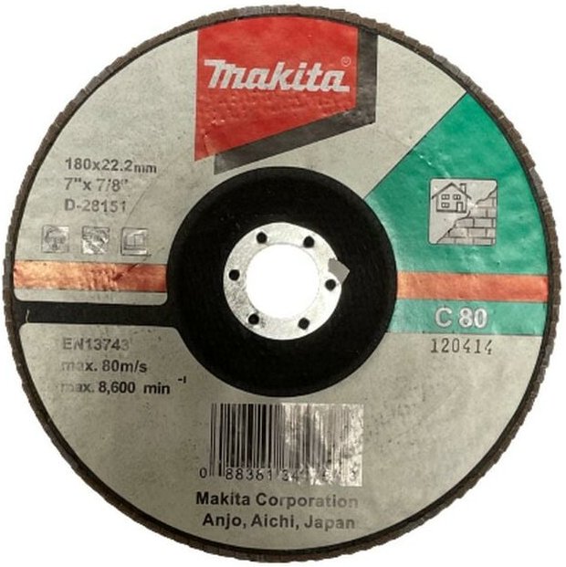 Fächerschleifscheibe ø 180mm C80F D-28151 Winkelschleifer - Makita