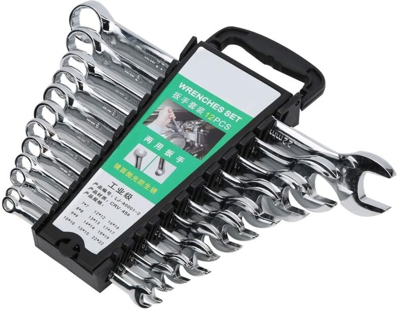 12-teiliger Kombinationsschlüsselsatz, hochfester, rostbeständiger Stahlschlüsselsatz mit spiegelpolierten Werkzeugen un...