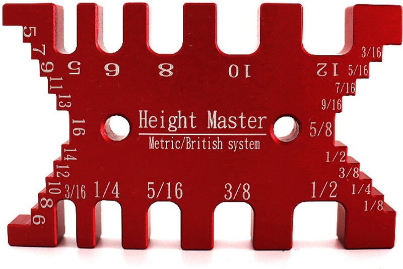 Hochpräziser Tiefenanschlag für Zapfensägen, kompatibel mit Oberfräsen und Kreissägen, aus Aluminiumlegierung (rot)