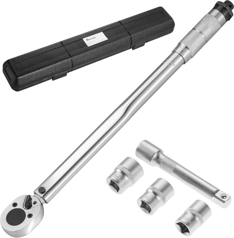 Ugreat - 1/2' Drehmomentschlüssel, Einstellbereich: 28-210 Nm, mit Verlängerung, 3 Stecknüssen (17, 19, 21 mm) und Werkz...