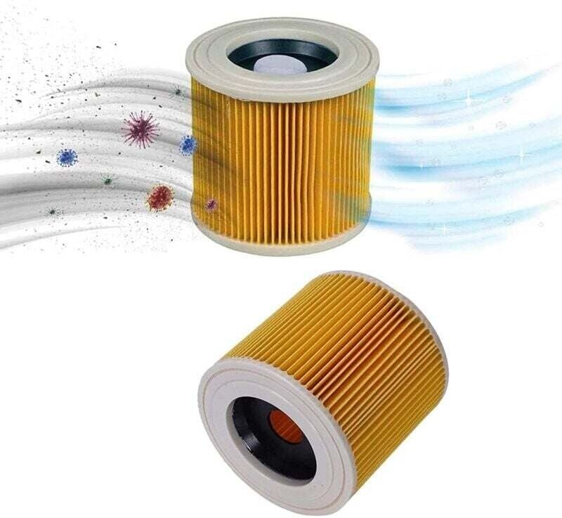 Packung mit 2 Ersatzfilterpatronen für Kärcher A2004, A2054, A2204, A2656, WD2.250, WD3.200, WD3.300