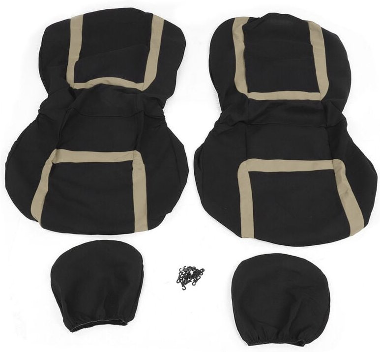 aqxreight Universal-Autositzbezug-Set, Ganzjahres-Innenausstattung, Auto-Innenausstattungszubehör (Beige+Schwarz).