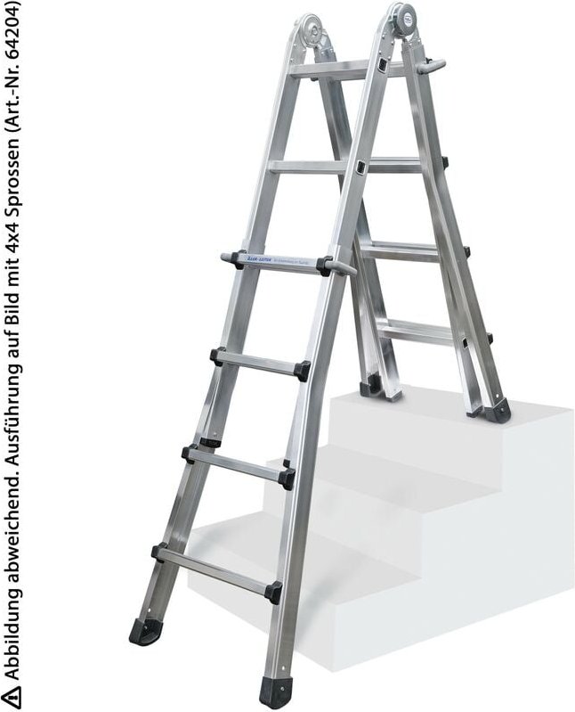 Iller Teleskopleiter, beidseitig begehbar mit 4x5 Sprossen und 6,0m AH