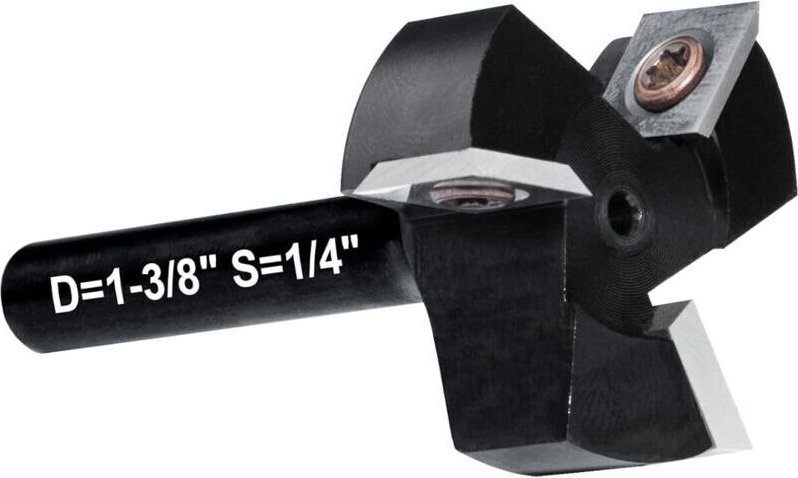 1/4"-Schaft-Flächenfräser, Hobelfräser mit 1-3/8" Schnittdurchmesser, CMT-Hobelfräser mit 3 Schneiden, reversibler CNC-H...