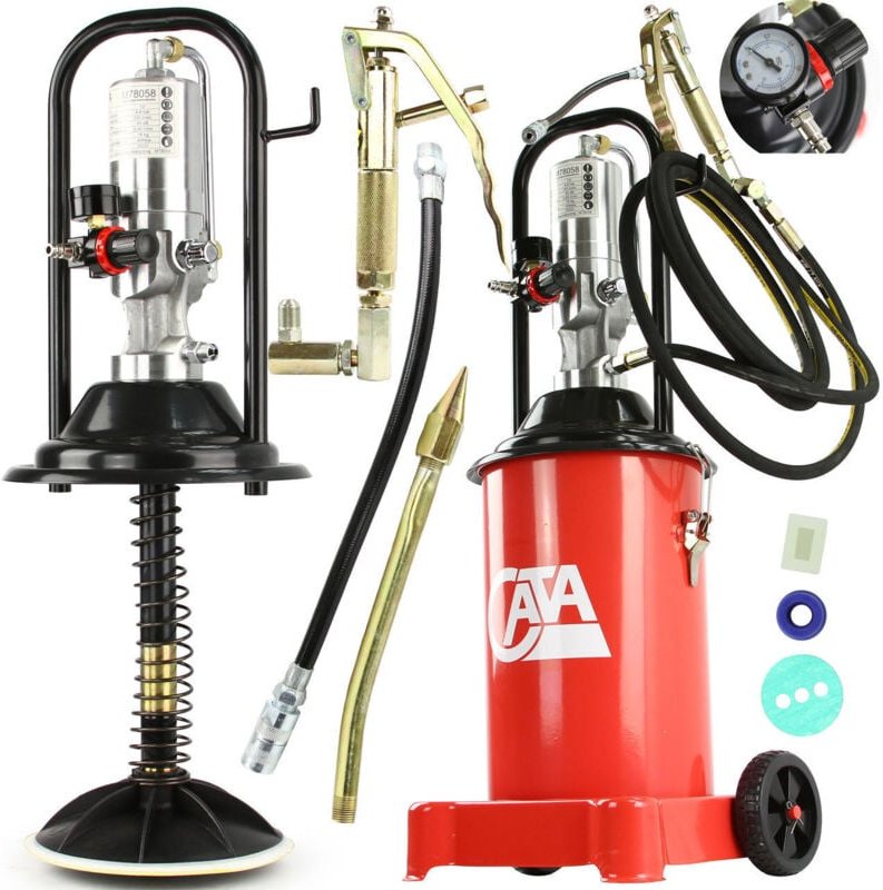Druckluftfettpresse 12L Fettpresse pneumatisch Abschmierpresse Schlauch 4m