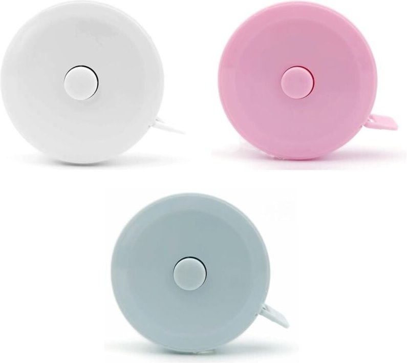 3er-Set Mini-Maßbänder für Körpermaße – Einziehbares Maßband – Niedlich und tragbar – Blau, Rosa, Weiß – Ideal