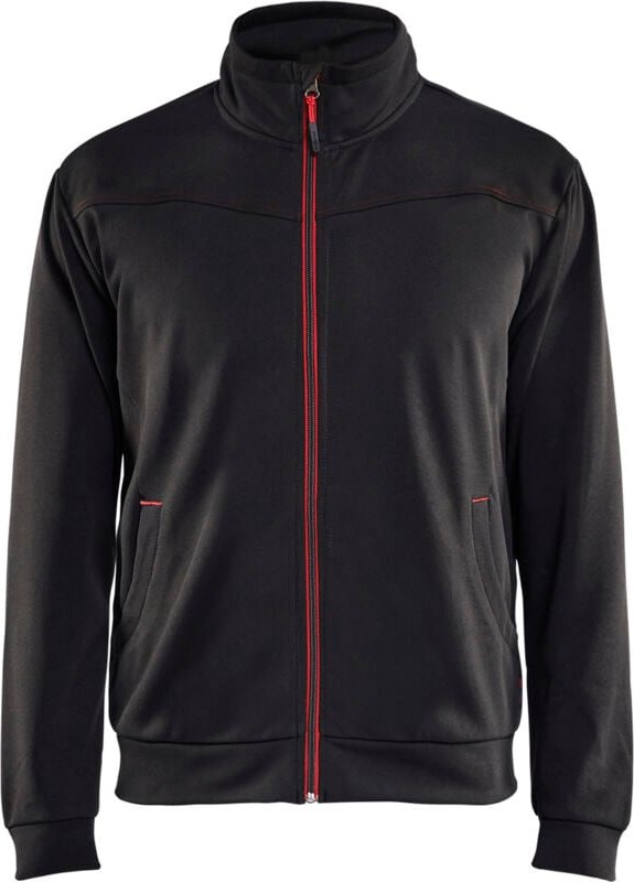 Blaklader - Blakläder Sweatjacke Service Plus, schwarz / rot, Unisex-Größe: 2XL