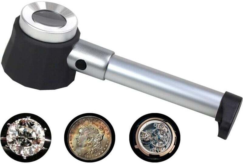Lente d'ingrandimento in acciaio inossidabile 45X, lente d'ingrandimento per monete, lente d'ingrandimento per diamanti,...