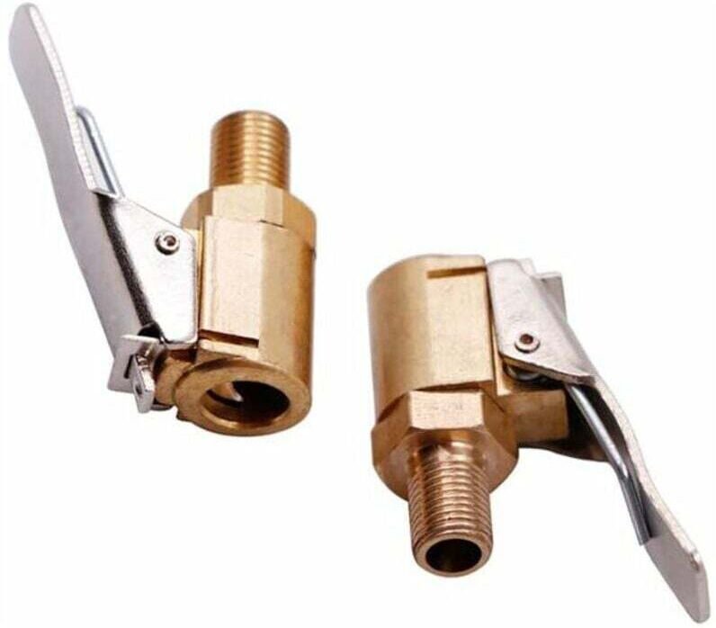 2-teiliger Autoreifenventiladapter, 8 mm Messingspitze Pumpen-Aufblasventil-Clip-Klemmen-Anschlussadapter für Auto- oder...