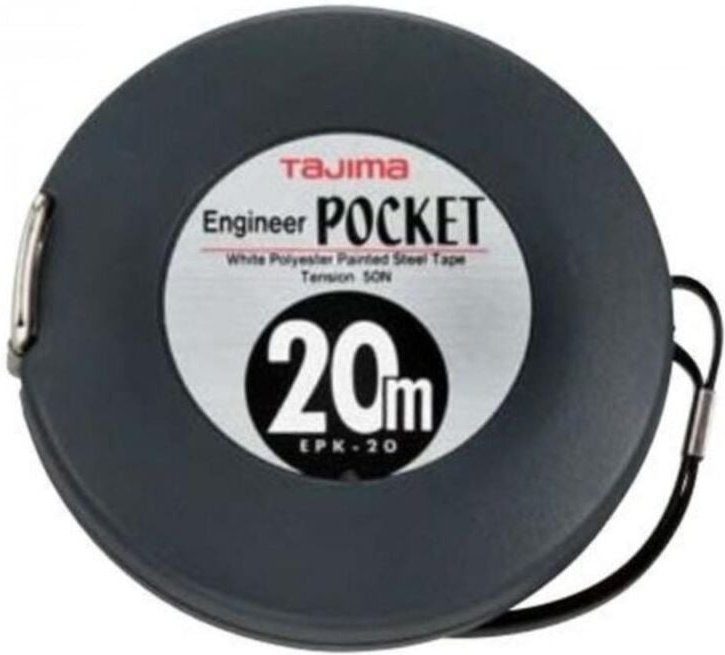 Tajima - Kompaktes Stahl-Bandmass schlagfest 20 m in Kapsel Maßband TAJ-37107