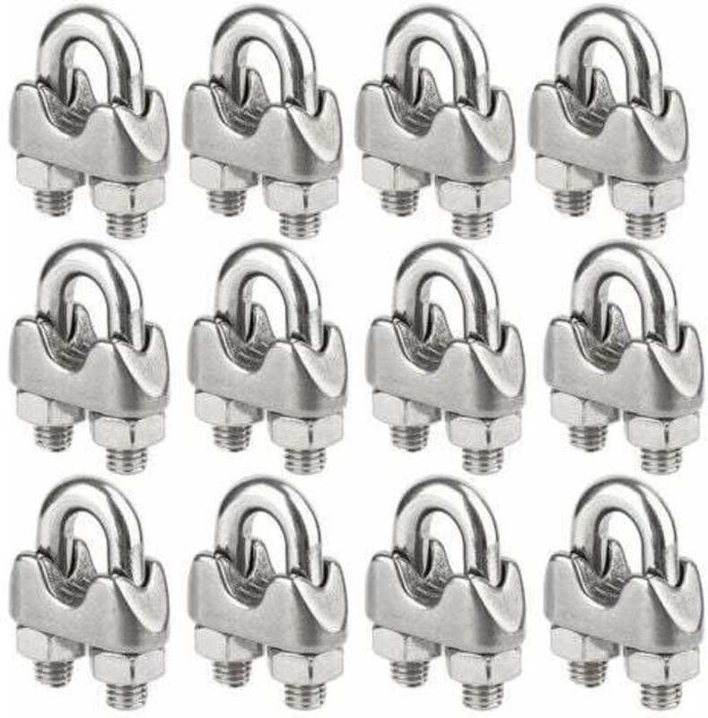 12er-Pack Edelstahl-Kabelklemmen für Kabel mit 5 mm Durchmesser (M5)