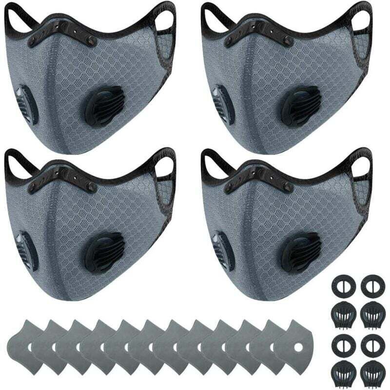 wiederverwendbare, atmungsaktive Sport-Staubmasken + 12 Aktivkohlefilter, geeignet für Outdoor-Aktivitäten, Holzarbeiten...