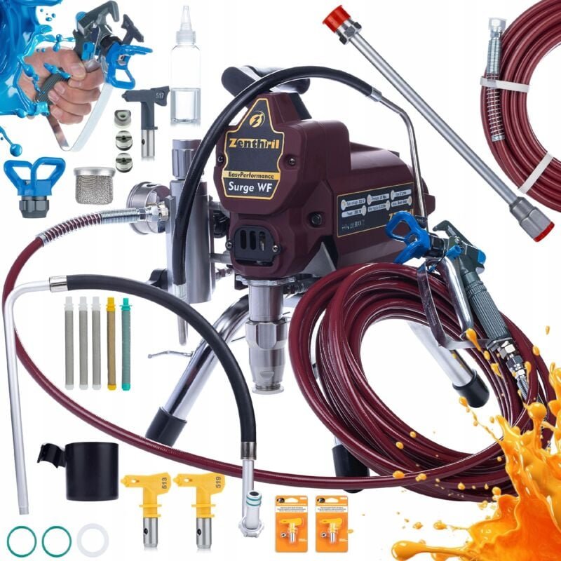 Zenthril Surge WF-Lackiergerät, 1800 W, 20 MPa, 0,019 Zoll, 2 l/min, EasyPerformance-Serie + großes Starter-Kit Band 1