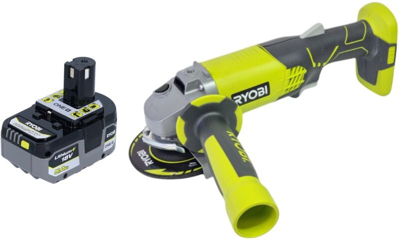 Ryobi R18AG-0 Akku Winkelschleifer 18 V ONE+ 115 mm + 1x Akku 5,0 Ah - ohne Ladegerät