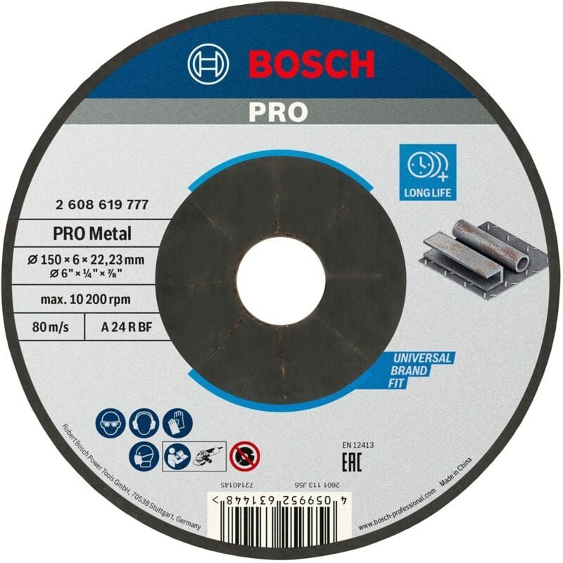 Bosch - pro Metal Schleifscheibe 150 x 6 x 22,23 mm - 2608619777
