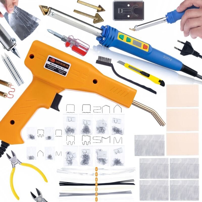 Rosfix Set Blue Kong RBK120W – Kunststoffschweißgerät 120 W mit Temperaturregelung 200–600 °C Inkl. Zange, Netz, Lötspit...