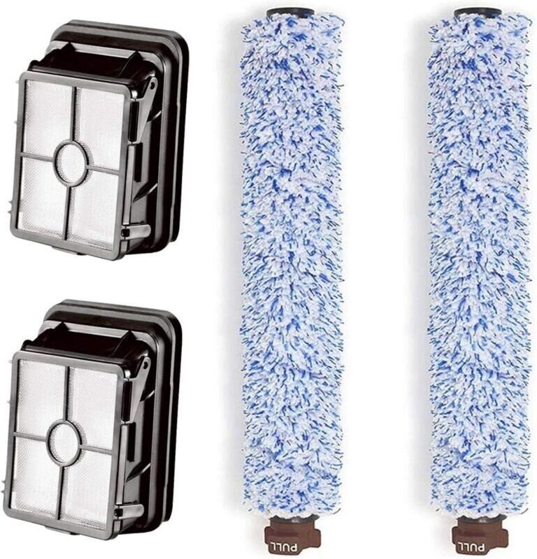 Set mit 4 Ersatzbürstenwalzen und Filtern, kompatibel mit Bissell 1926 CrossWave Walzen für Hartholzböden