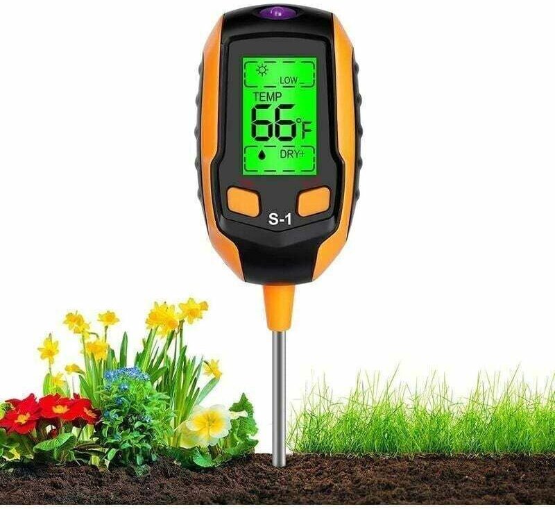 4-in-1 Bodentester: pH-Meter, Bodenfeuchtemesser, Lichtfeuchtemesser für Pflanzen, Erde, Garten, Landwirtschaft, Rasen u...
