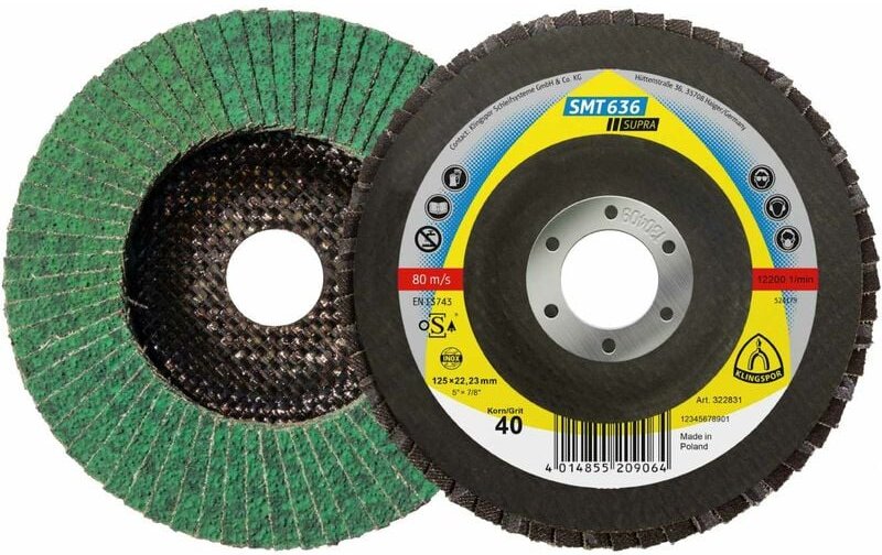 Klingspor SMT 636 Schleifmopteller Multibindung, 115 x 22,23 mm, Korn 40, gewölbt