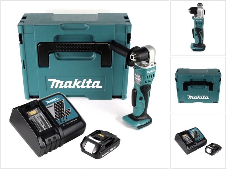 Makita DDA 351 RA1J Akku Winkelbohrmaschine 18 V 13,5 Nm + 1x Akku 2,0 Ah + Ladegerät + Makpac