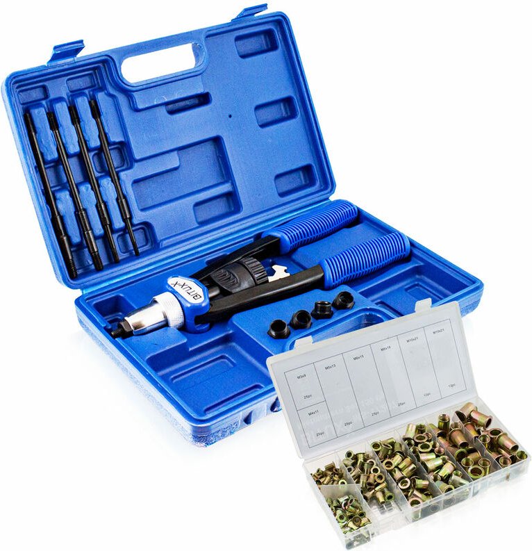 Nietmutternzange Nietzange Blindnietzange Nietenzange M5 M6 M8 M10 M12 inklusive 150 tlg Nietmuttern - Bituxx