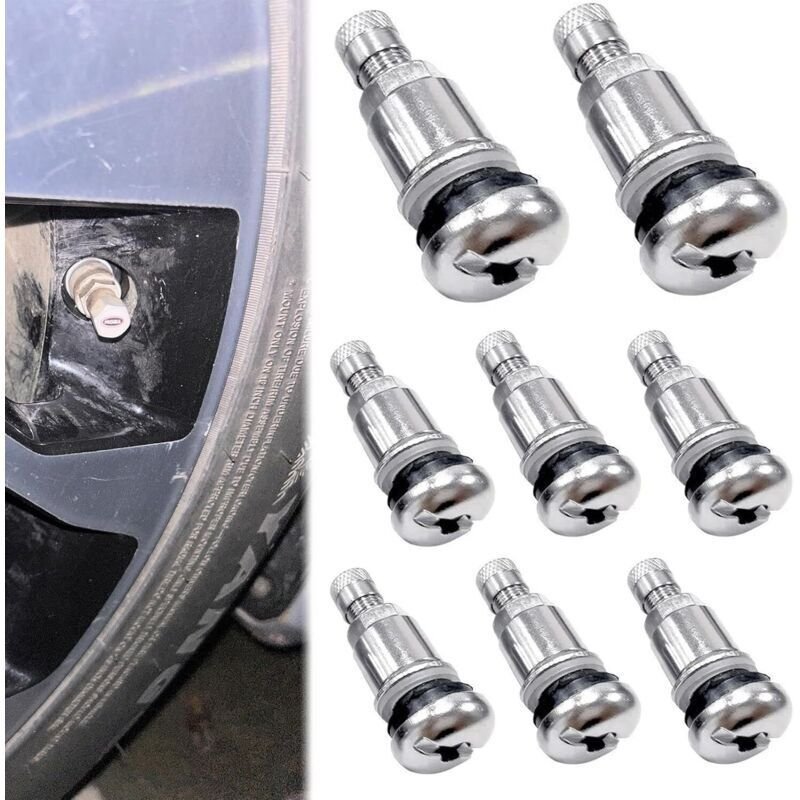 Set mit 8 Metallventilen für Aluminiumfelgen, Autoreifenventil, 42 mm x 17 mm, TR525-Reifenventil, Metall-Reifenventil