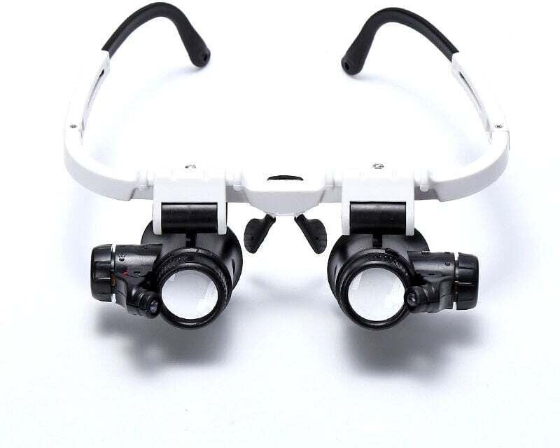 Doppelaugenlupe 8x, 15x, 23x mit LED-Beleuchtung für Uhren-, Schmuck- und Zeitmesserreparaturen