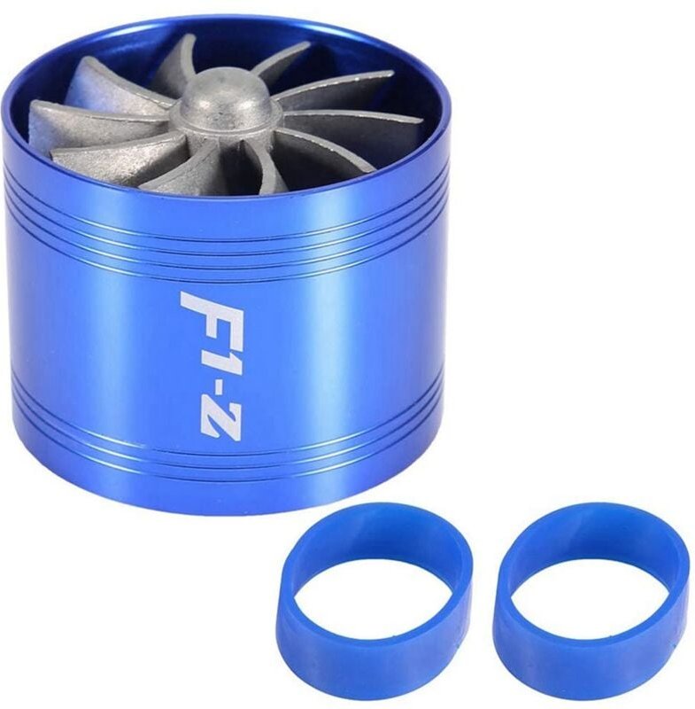Tlily - Air Intake Turbo, Car Turbonator Single Fan Turbine Supercharger Gas Fuel Saver Turbo (Blau)