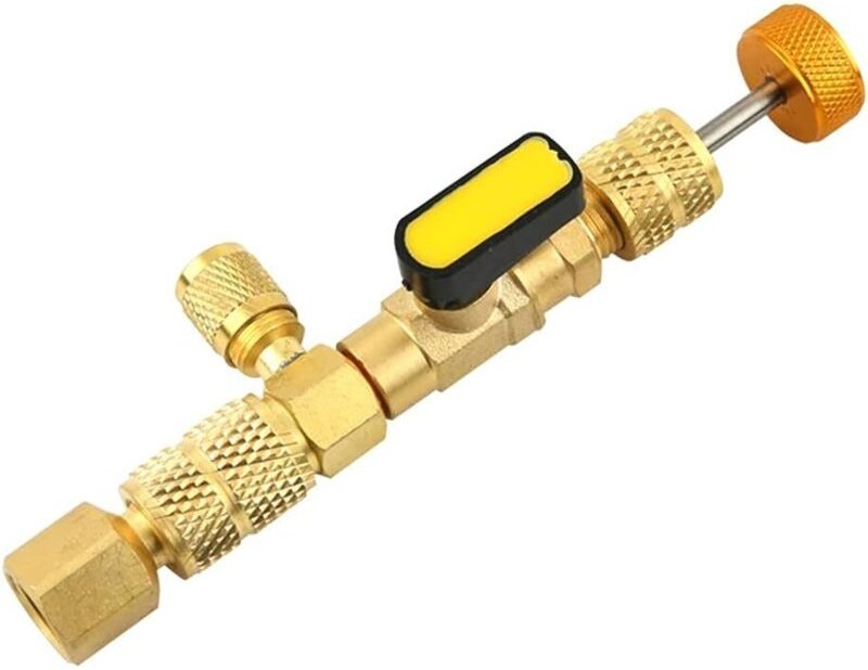 Ventilkern -Entzugstool, HLK, mit zwei 1/4 und 5/16 Messing -Service -Ports für Auto- und Schrader -HLK -Ventil