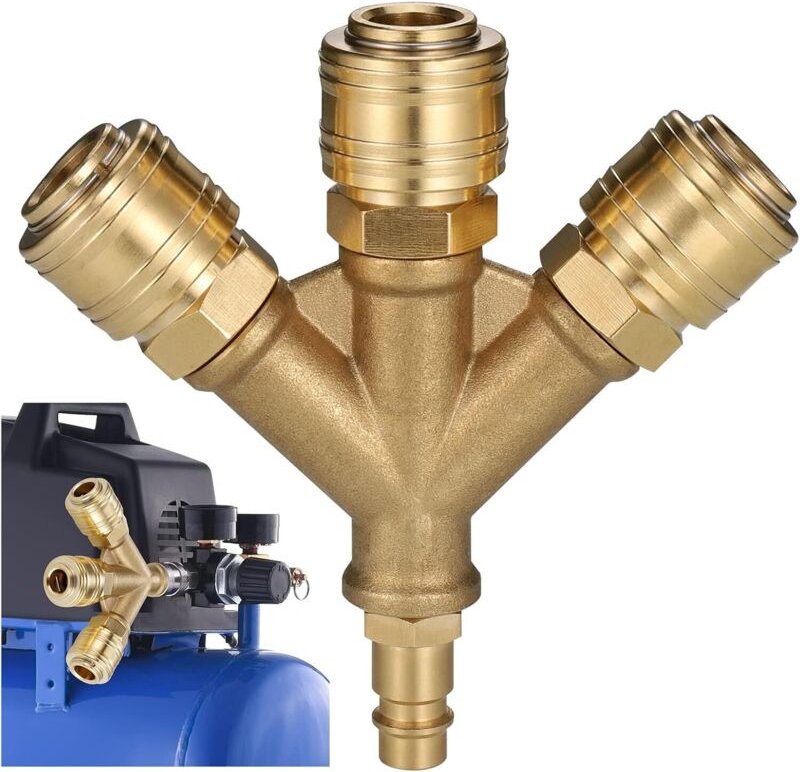 Luftschlauchkompressor, 3-Wege-Druckluftverschraubung mit 3 Anschlüssen, 1/4-Gewinde-Luftverschraubung, Schlauchverbinde...